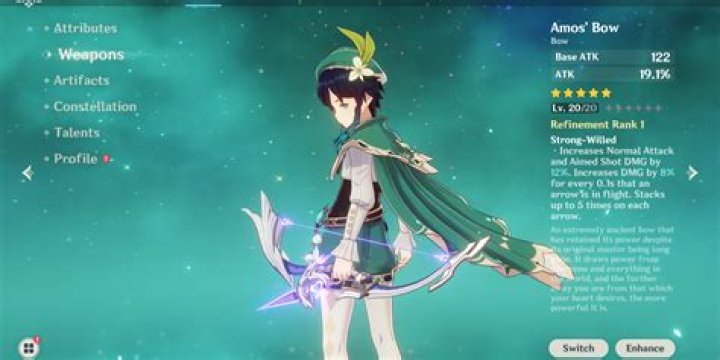 Can Venti use Amos bow?