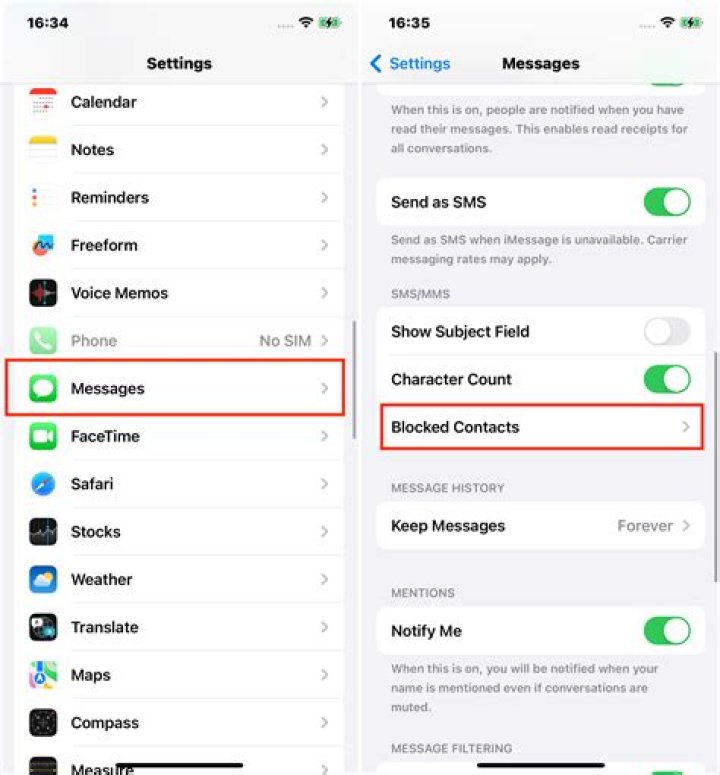 How do I see blocked messages on iPhone?