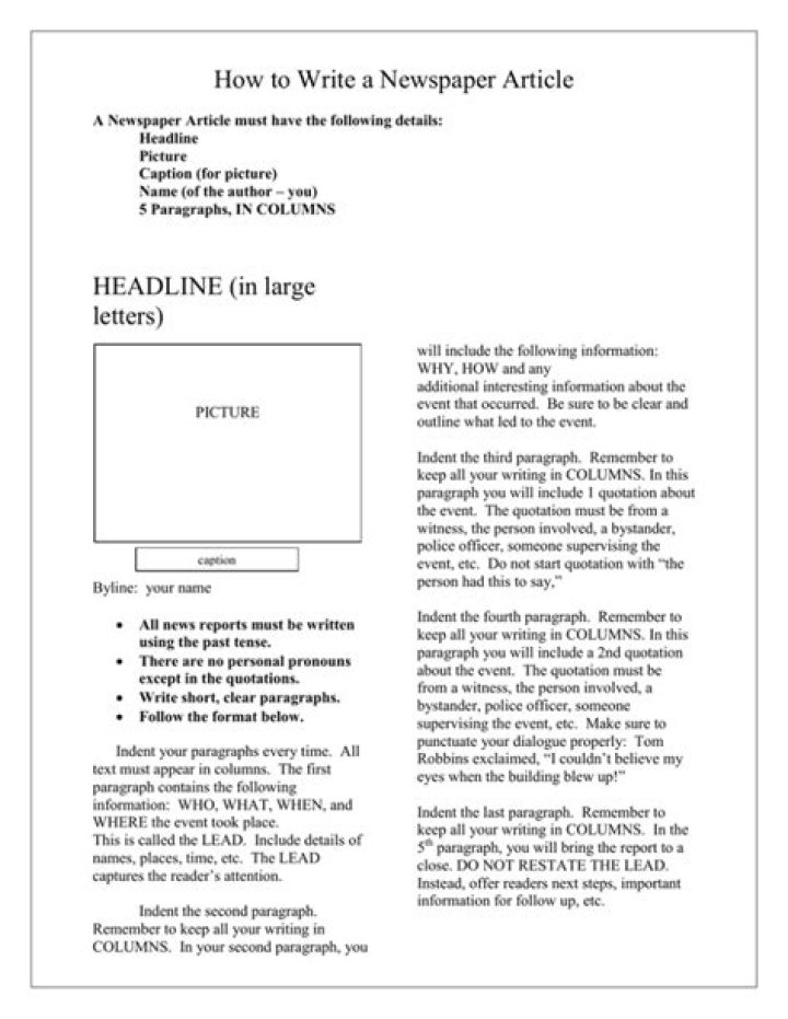 How do you write a newspaper article example?