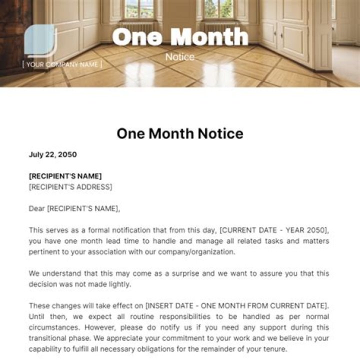 How do you write a one month notice?
