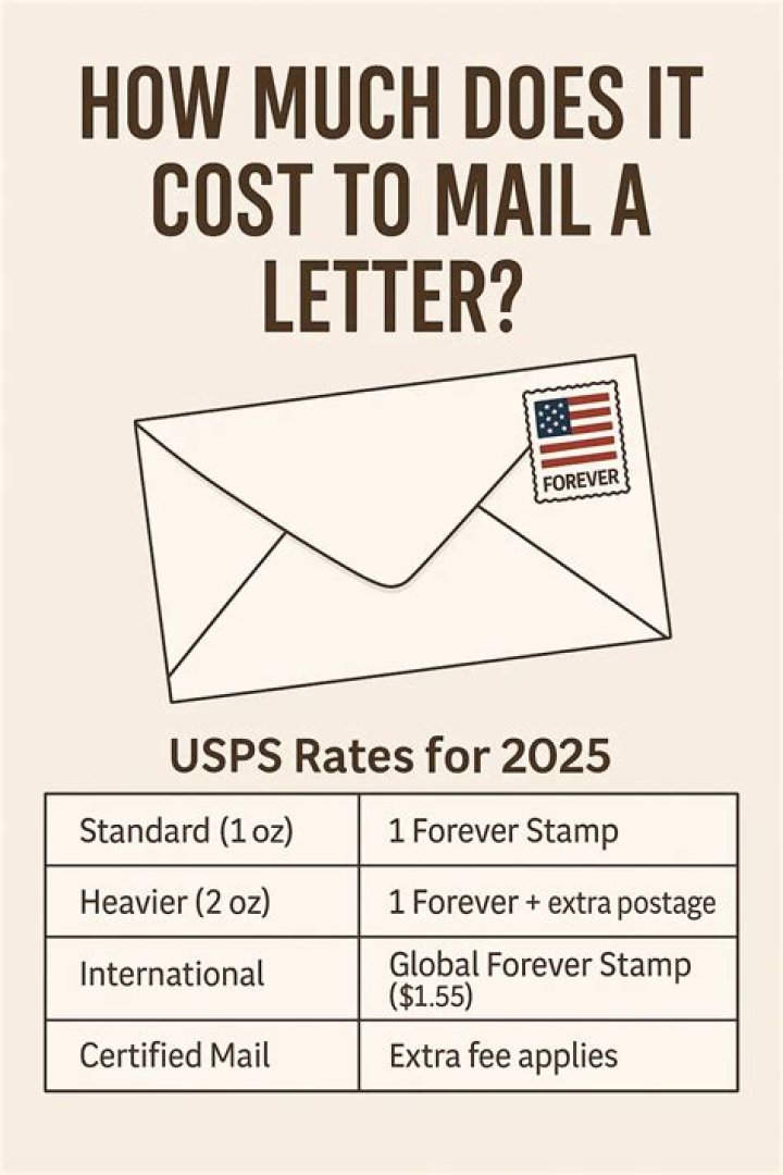 How much does it cost to mail a letter in the US 2020?