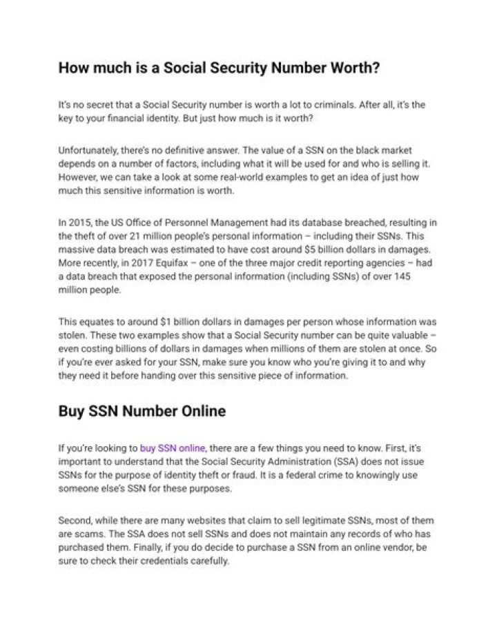 How much is a Social Security number worth?