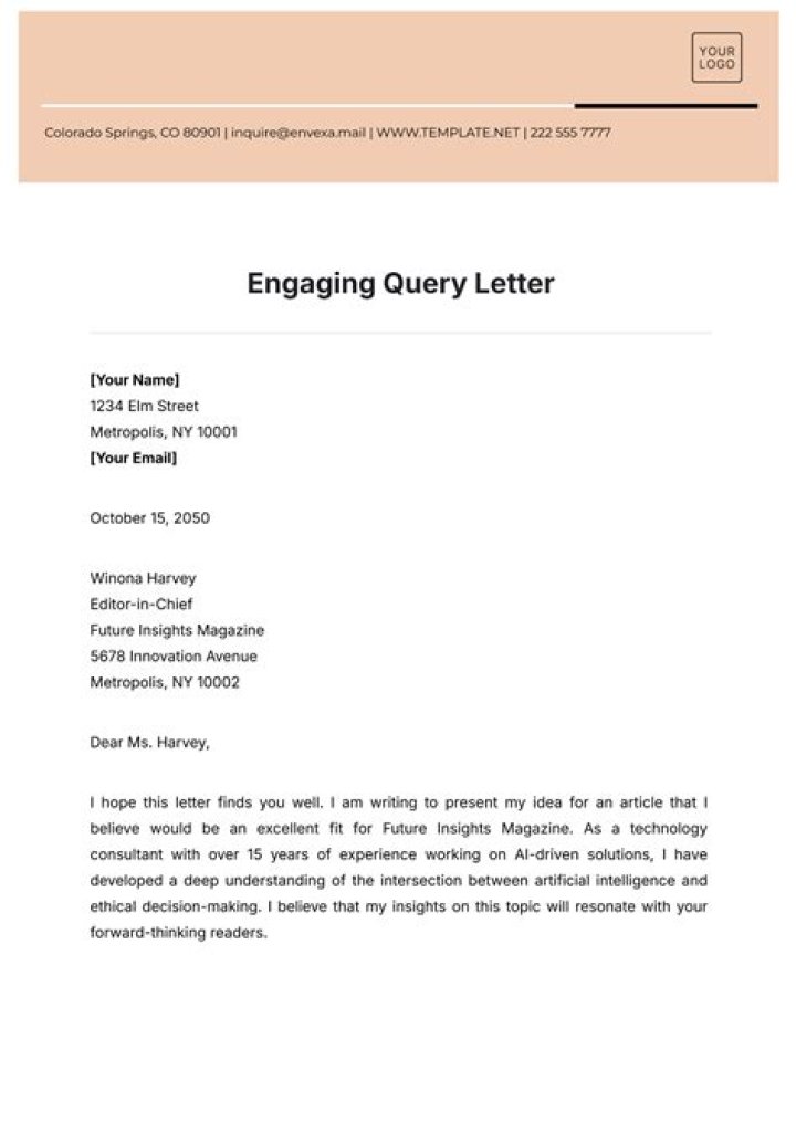 Is a query letter sent with a manuscript?
