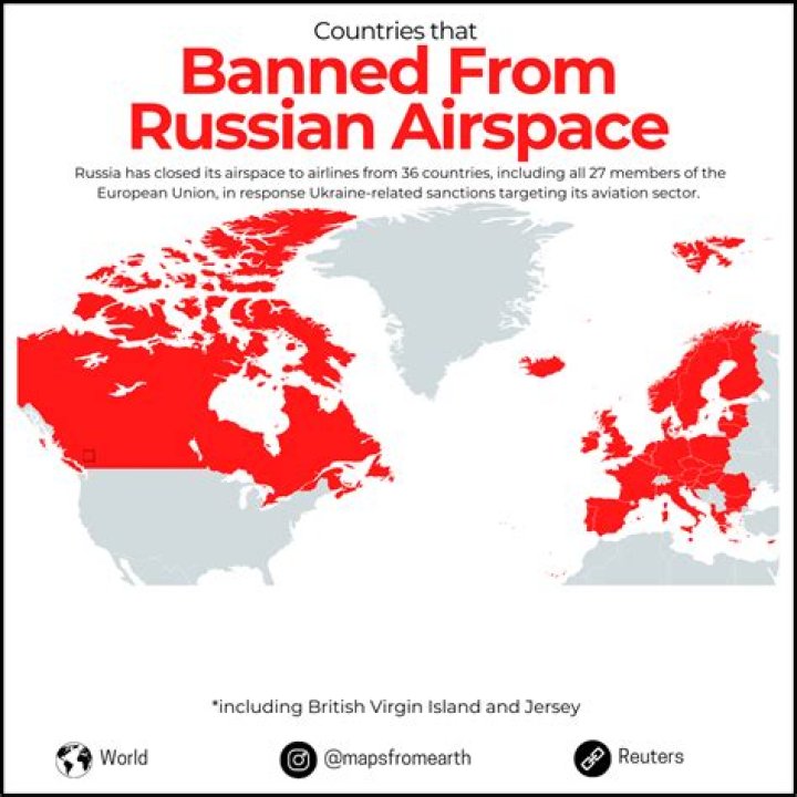 Is Japan banned from Russian airspace?