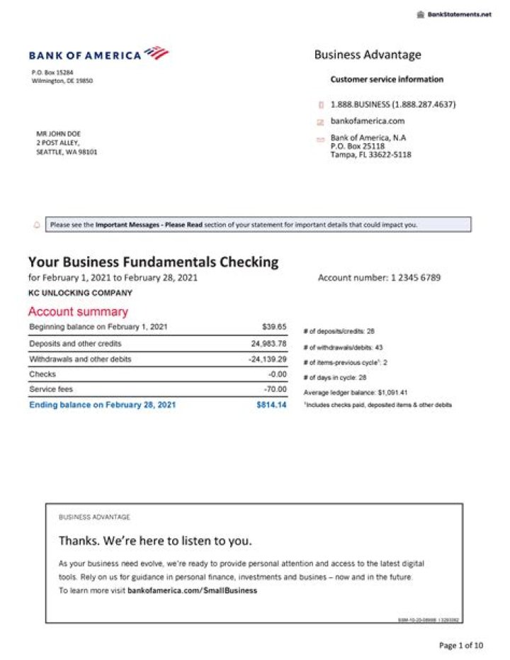 What address do you use for Bank of America?