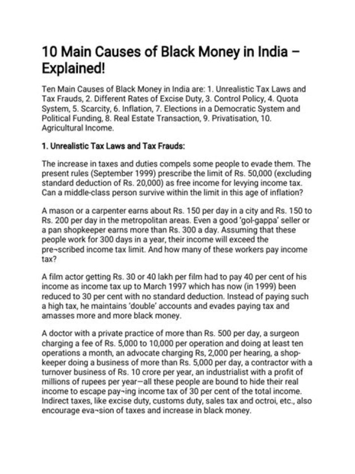 What are identified as causes of black money answer?