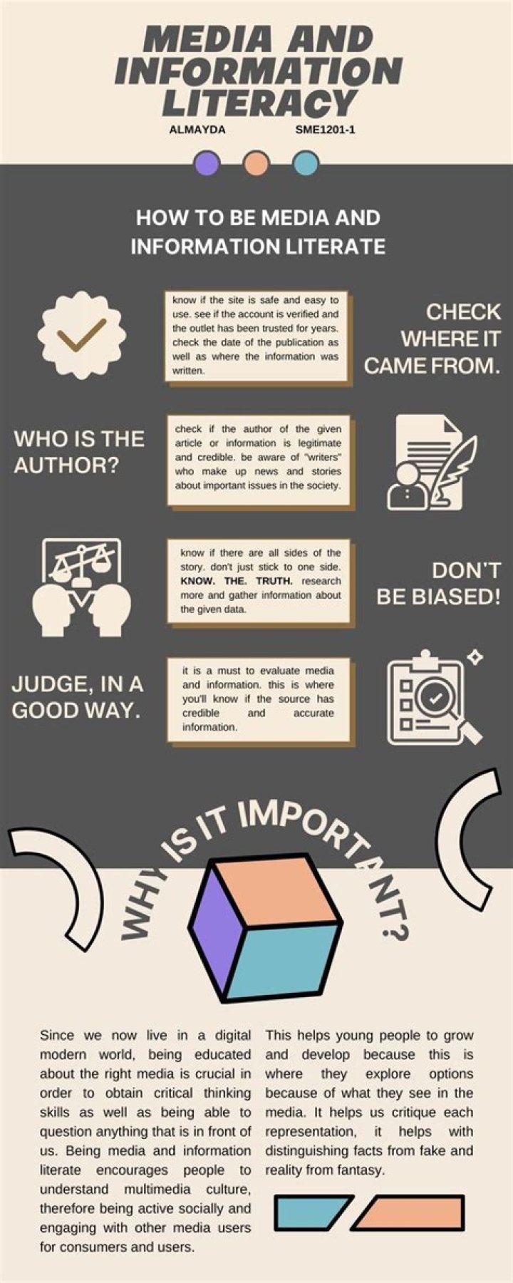 What are the 3 requirements of a person in order to be an information literate?