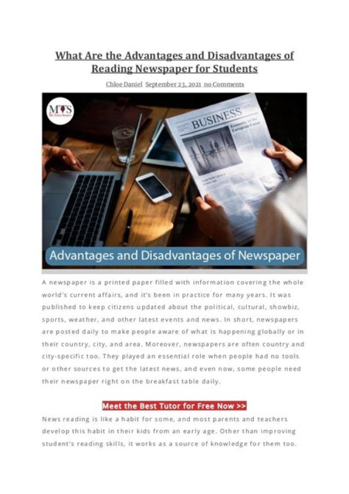 What are the advantages and disadvantages of reading a newspaper?