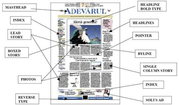 What are the different parts of a newspaper article?