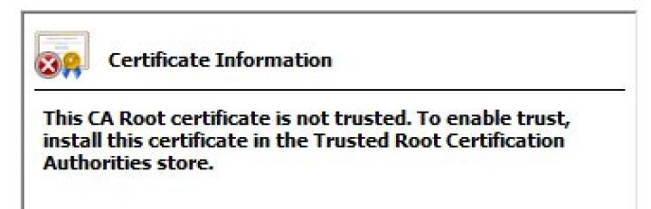 What happens when root certificate is not trusted?