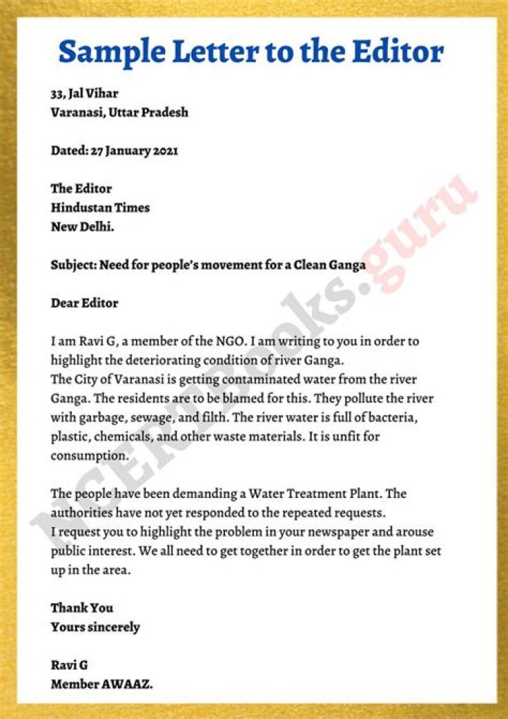 What is a letter to the editor of a newspaper?