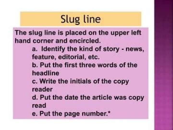What is a slug in journalism example?