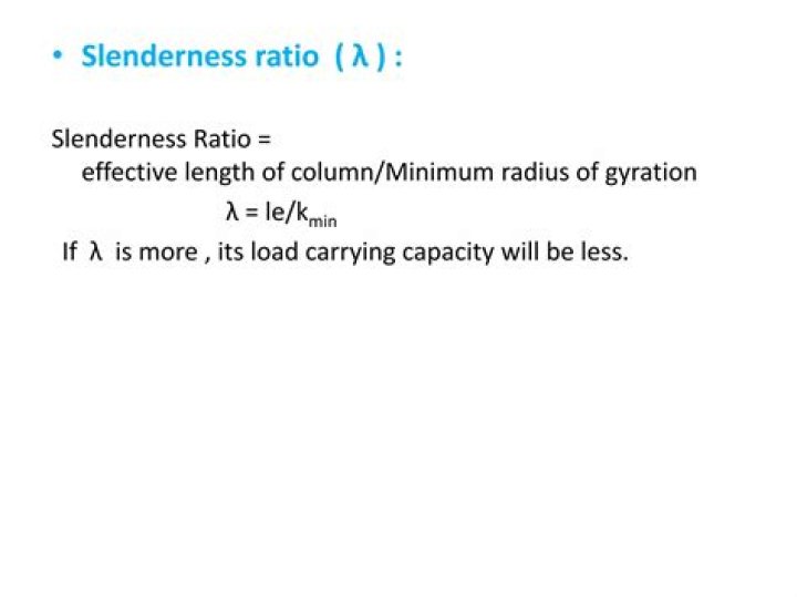 What is meant by slenderness ratio of column?
