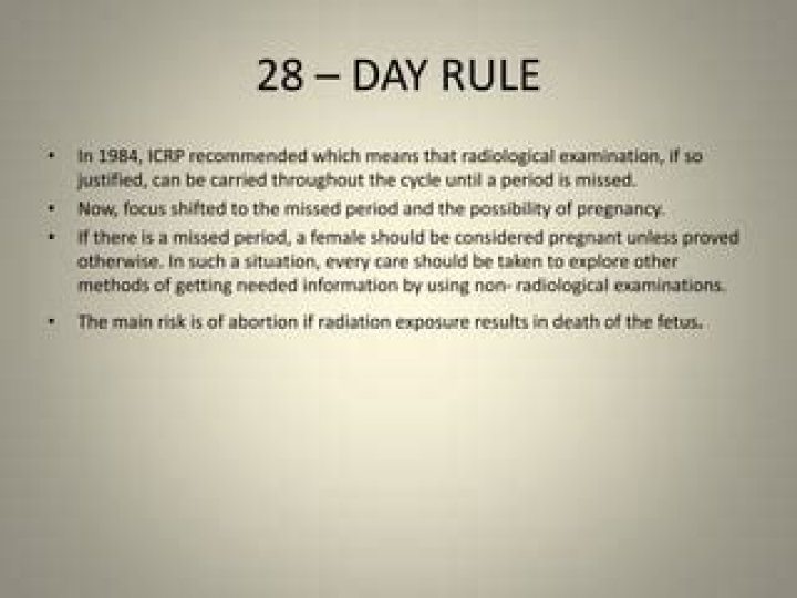 What is the 28 day rule in radiology?