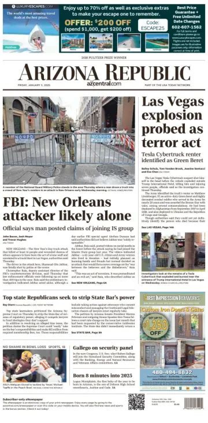 What is the cost of the Arizona Republic newspaper?