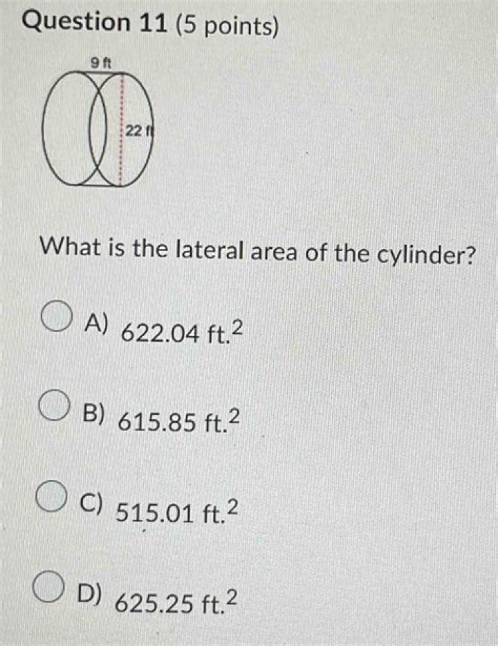 What is the lateral area of the cylinder?