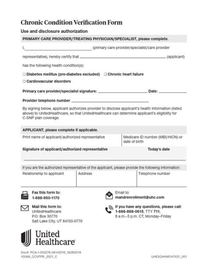 What is the purpose of chronic condition verification form?
