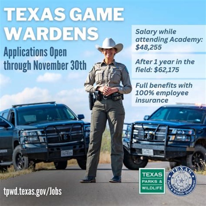 What is the starting pay for a game warden in Texas?