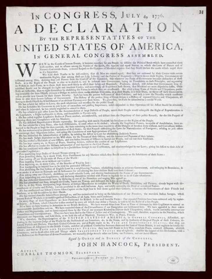 What newspaper printed the Declaration of Independence?