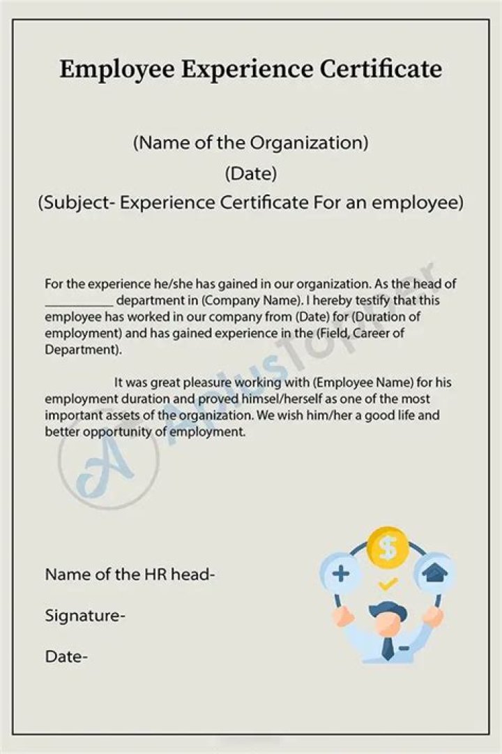 What should I write in experience certificate?