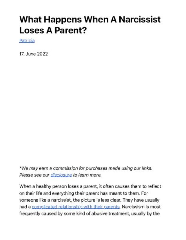 When a narcissist loses a parent?