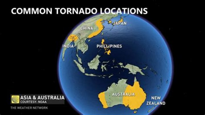 Where do tornadoes never occur?