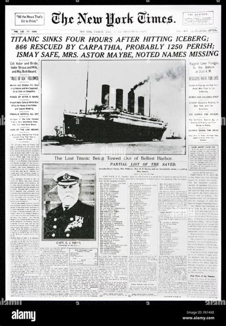 Which newspaper reported the sinking of the Titanic?