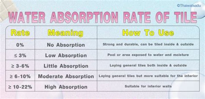 Which tile absorbs less water?