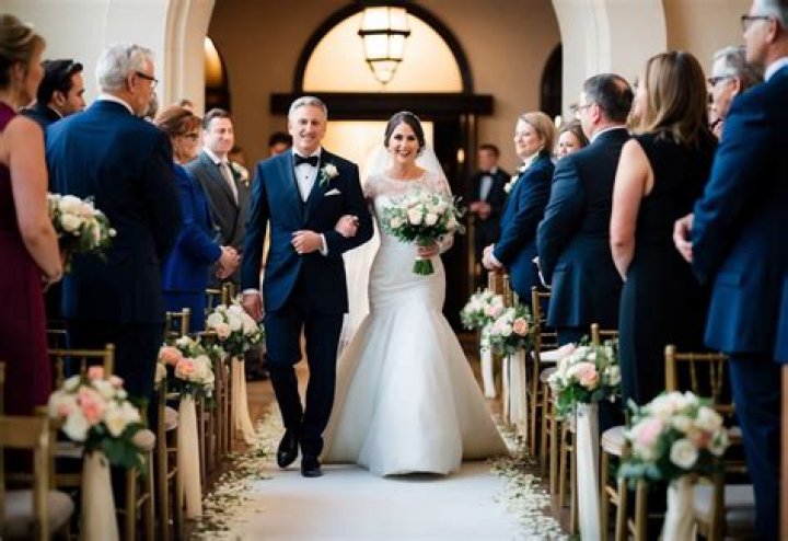 Who walks the bride down the aisle in a second wedding?