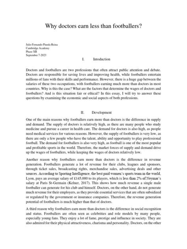 Why do doctors get paid less than footballers?